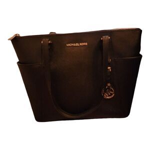 Michael Kors Jet Set Black Tote Shoulder Bag Purse